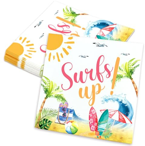 décoration fête surf serviettes rose accessoires été plage hawaïenne | décoration fête surf serviettes rose accessoires été plage hawaïenne anniversaire thème plage déco surf party