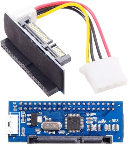 ELFJMZP Adaptateur IDE vers SATA 40 broches, convertisseur PATA haut débit 480 Mbps, Plug & Play, aucun pilote nécessaire, câble d'alimentation MOLEX 4 broches de 12 cm pour disque dur et lecteur