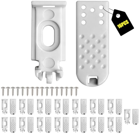 16 Kit 32 Stück, Ultimatives Universalset für Plissees Inkl. Klemmträger, Spannschuhe Klebeplatten Endet Ihr Montage Problem Für Klemm, Spann Klebetechnik