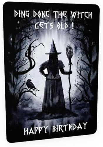 TinyTami Gothic Geburtstagskarte Hexe – Premium Postkarte mit samtiger Beschichtung schwarzes Kuvert 10x15 cm abgerundete Ecken – Witzige Happy Birthday Karte