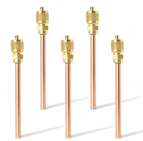 Tissting Air Conditioner Access Valve 1/2 20 UNF Copper AC Refrigeration Filling Access Valve with Core and Cap Remover for R410 R32 Pipe Lines