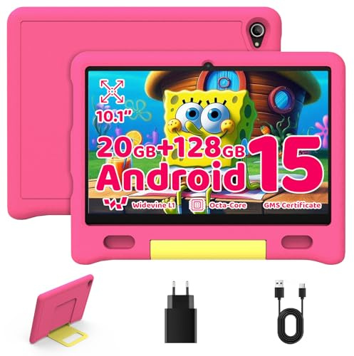 Laptok Octa Core - Tablet per bambini da 10 pollici con 16 GB di RAM, 128 GB di ROM, TF da 1 TB, Android, Wi-Fi 6/BT 5.3, Widevine L1, 5000 mAh, controllo parentale