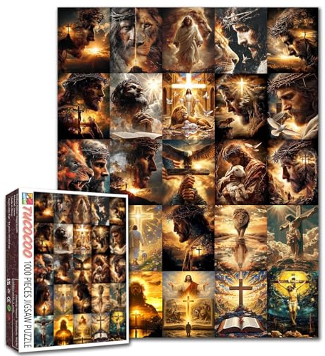 Christliches religiöses Collage-Puzzle, Kreuz und Jesus Christus, 1000-teiliges Puzzle für Erwachsene, Glaubensbasiert, inspirierende, spirituelle Kunstpuzzles für Spieleabend, Familie, Heimdekoration