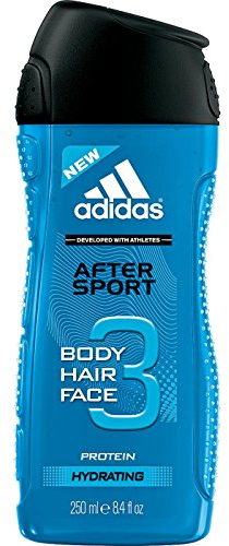 3 x Adidas Body Hair Face Shower Gel 250ml - After Sport (Hydrating)