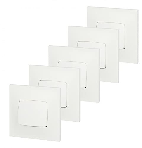 Legrand LEG200257 Lot de 5 interrupteurs ou va-et-vient Neptune, 3680 W, 230 V, Blanc