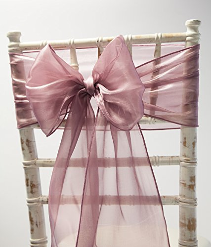 Silk Organza Chair Sashes Hoods OR Table Runners 6 Colours Wedding Chairs Event (Mauve Sash)