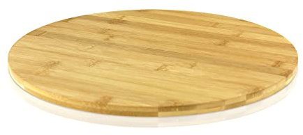 SCHOBERG Drehbarer Drehteller | Lazy Susan Tablett Holz | Rundes Tortenbrett aus Holz | Tortenbrett zum Verzieren von Gebäck | Drehbares Tablett für Pizza | Charcuterie- und Käsebrett 35 cm