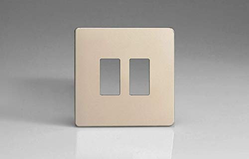 Varilight XDNPGY2S Screwless Satin Chrome 2 Gang Grid Plate (Single Plate)