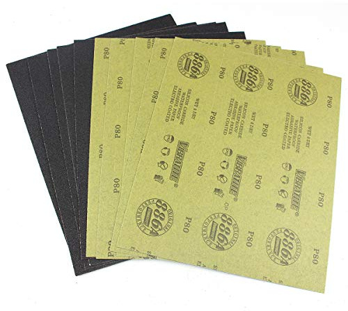 MAXMAN 10Pcs Wet and Dry Sandpaper,9 x 11 Inch Assortment Sandpaper Sheets,80 Grit for Car,Wood Furniture Finishing Automotive Polishing