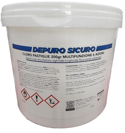 Naturii KG 10 cloro Multifunzione 6 Azioni per Piscina Pastiglie da 200 gr