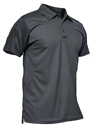 KEFITEVD Men's Golf Shirts Quick Dry Polo Tees Lightweight Breathable T Shirts Summer Short Sleeve Tops,Grey,L