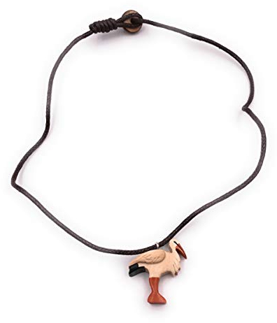 Onwomania Storch Vogel Baby Kranich Handmade Kette Holz Länge 49 cm