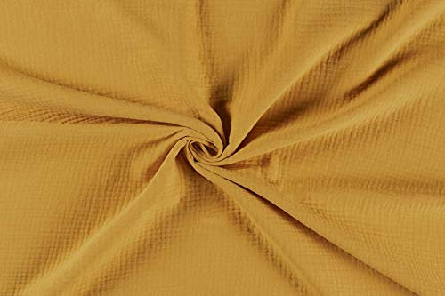 50x130cm Musselin Stoff uni Oeko-Tex zertifiziert Meterware Mulltuch Baumwolle, Farbe:senfgelb