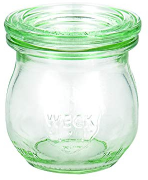 Weck 49854 - Juego de tarros de cristal con forma de tulipán, 75 ml, 12 x anillas de 89 x 52 mm, 24 x pinzas, 2 tapas de cartón de 40 mm