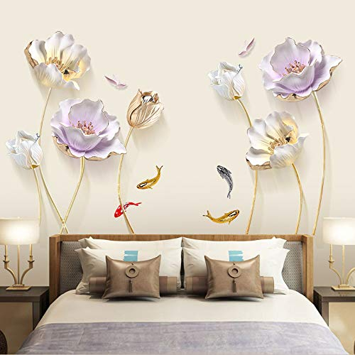 COVPAW® Wandtattoo Wandaufkleber XXL Tulpen Blumen Wandsticker Wandbild Bilder Wohnzimmer Schlafzimmer Deco (Lila)