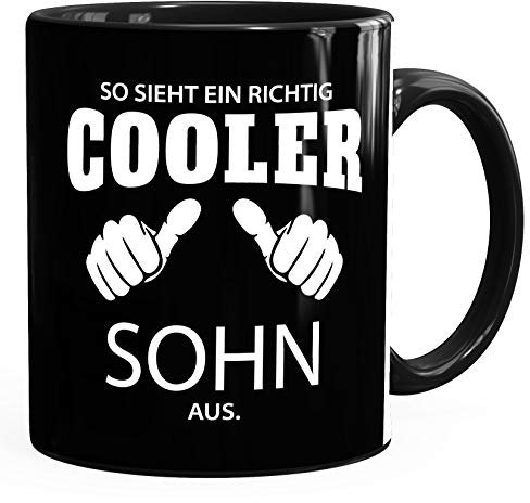 So sieht ein richtig ein richtig cooler Sohn aus Tasse Familie MoonWorks® schwarz unisize