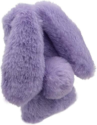 Unichthy iPhone SE 2022 5G / iPhone SE 2020 / iPhone 8 / iPhone 7 Case for Girls Glitter Gems Plush Bunny Ears Cute Cover Soft Silicone Fluffy Warm Winter Case Lovely Rabbit Shockproof Cover - Purple