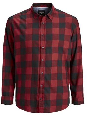 Jack & Jones Men's Jjegingham Twill L/S Ps Noos Shirt, Ziegelrot, 6XL Plus UK