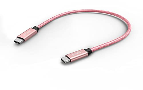 CBUS Braided USB-C to C Fast Charging Heavy-Duty Cable Compatible with iPhone 17/16/15/Pro/Max/Plus, iPad Air, iPad Pro, Galaxy Tab S7/S7 FE/S8/A7/A7+ (25cm, Pink)