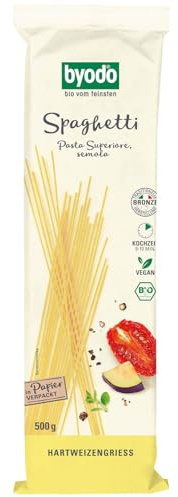 Bio-Spaghetti Semola Großpackung - Byodo, 12er Pack (0,5 kg pro Pack) - Italienische Durumweizennudeln, Ideal für Pasta-Gerichte, Vegan & Bio-zertifiziert