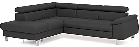 Mivano Ecksofa Micky mit Ottomane / L-Form-Sofa mit Schlaffunktion, Stauraum und Kopfteilverstellung / 249 x 72 x 207 / Kunstleder, Schwarz
