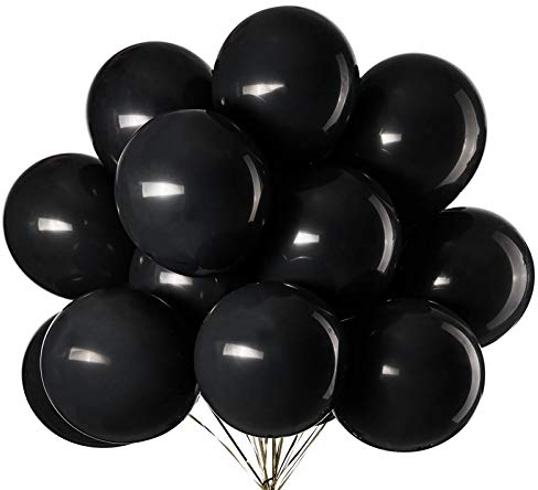 12 Zoll Luftballons Schwarzer Helium,50 Stücke Latex Ballons Ø 30 cm für Hochzeit Valentinstag Geburtstag Taufe Kommunion Party Deko