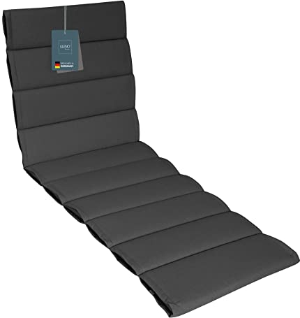 LILENO HOME Sonnenliege Auflage als [1er Set - Rollliege] in Anthrazit - Gartenliegen Auflage perfekt für Strandliege - Polster Auflage für Gartenliege (200x60x4,5cm)