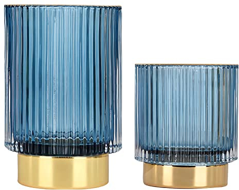 DASITON Make up Pinsel Organizer,Kosmetik Organizer Gold,Pinsel Organizer aus Glas,Pinselhalter Kosmetik,Makeup Brush Holder,Pinselhalter,Pinsel Aufbewahrung für Schlafzimmer,Badezimmer(Blau S+L)