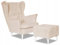 Family Meble Ohrensessel mit Hocker, Modell Diana, Skandinavisch, Relaxsessel aus Webstoff, Loungesessel, Ohrensessel mit Hocker, Bequemer Sessel, Für Wohnzimmer, Esszimmer, Schlafzimmer, Hell Beige