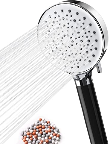 Newentor Shower Head with Filiter, High Pressure Hard Water 6 Modes, Filter Shower Head Black, Large ShowerHead with Filter Replacement Extra