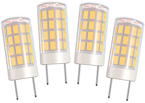 VOKWAK GY6.35 LED Bulb 12V AC/DC GY6.35 Bi-pin Base T4 JC Type 4W LED Bulb Dimmable 40W Halogen Bulbs Equivalent for for Desk Lamp,Chandelier Light Landscape Lighting (4-Pack Warm White 3000K)
