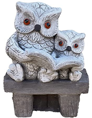 stoneandstyle Steinfigur 2 Eulen auf Stamm lesen frostfest Steinguss ca. 10,9 kg