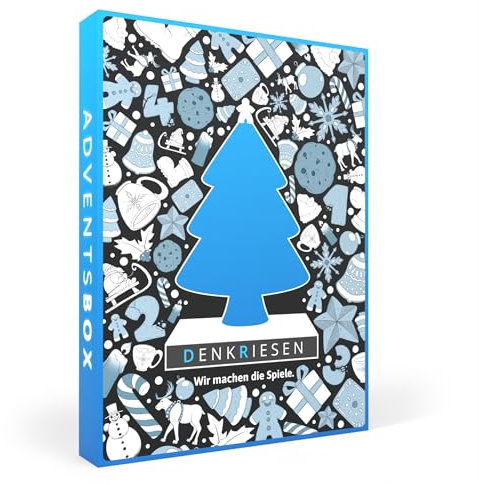 DENKRIESEN Adventsbox – Adventskalender mit 4 Überraschungsspielen | Adventskalender mit vier Familienspielen und Partyspielen für abwechslungsreiche Adventsabende.
