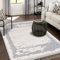 payé Teppich Wohnzimmer - Abstrak - 160x230cm - Creme Grau Blau - Fransen Deko Boho Flauschig - Cut & Loop Sisal - Schlafzimmer Flur Dekoration Läufer