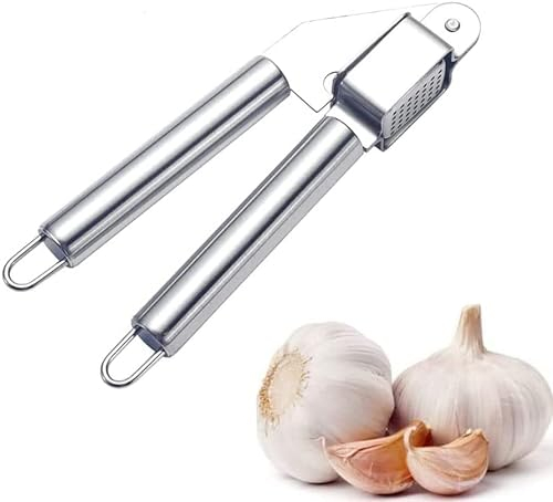 Heavy Duty Kitchen Garlic Press Crusher Stainless Steel - Easy to Clean and Durable Safe for Home Kitchen and Restaurant – Professional Kitchen Tool Good Grips Garlic Chopper
