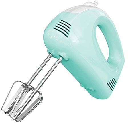 Batidora de mano eléctrica - 5 velocidades 120W Potente batidor de alimentos Batidora de mano con 2 batidores de huevo de acero inoxidable 2 palitos de masa para batir crema, pasteles, masa,