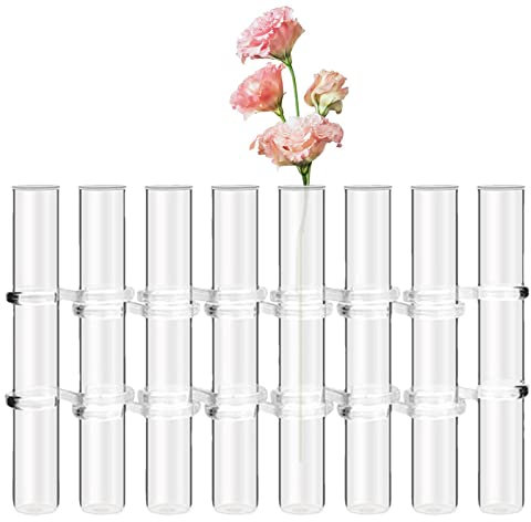 LINGJIONG Klappbare Blumenvase, 6 Stück/8 Stück aufklappbare Blumenvasen, Reagenzglas, Vase, kreative Reagenzglasvasen, Blumenarrangement-Vase mit Haken und Pinsel