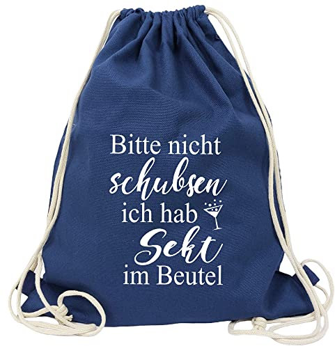 Partybob Fun-Beutel Bitte nicht schubsen - Ich hab Sekt im Beutel (Navy)