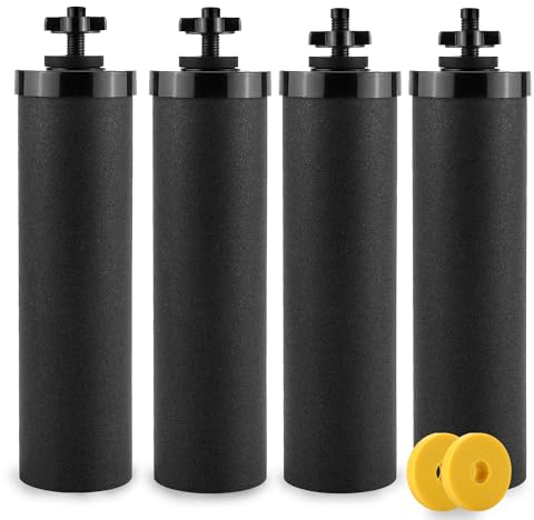 Lot de 4 filtres à eau à charbon actif avec membrane UF ultra filtration compatible avec système de filtre à eau par gravité