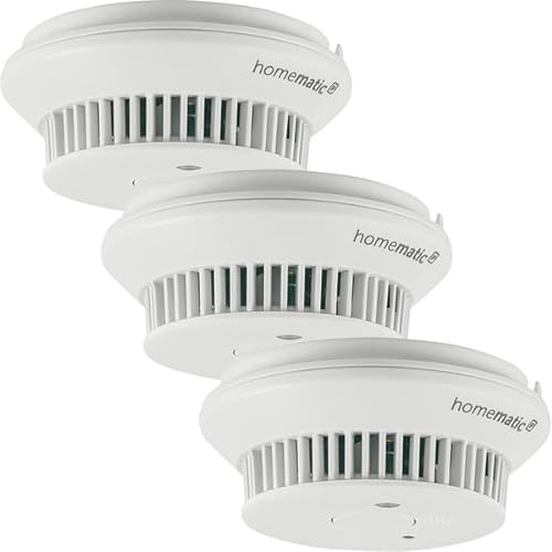 Homematic IP Smart Home 3er-Set Rauchwarnmelder mit Q-Label, Rauchmelder alarmiert lokal über die Sirene und per Push-Benachrichtigung in der Smartphone-App, integrierte LED-Notbeleuchtung