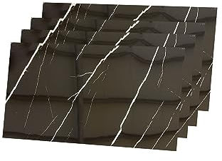 IZODEKOR Wandverkleidung Marmoroptik -4er 120x60cm- Alternative zu Badfliese/Küchenfliese, Duschwandpaneele, Wandpaneel für Küchenrückwand, Badezimmer, Innenbereich | Black Lightning