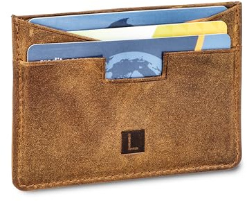 LEDEROW Kartenetui Herren Braun Hunter Leder dünn - Kreditkartenetui mit Münzfach - Mini Geldbeutel Damen und Herren - Slim Wallet RFID Schutz (Hunter Braun)