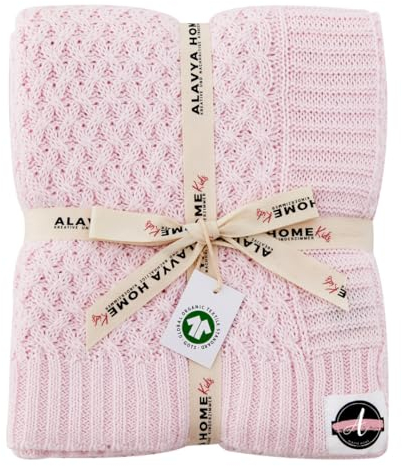 Alavya Home® Babydecke 75x100 cm Baumwolle Wolldecke aus Oeko-TEX I Baumwolldecke Strickdecke für Baby I Baby Decke Neugeborenen Kuscheldecke Geschenk Junge & Mädchen I 100% GOTS Organic Bio Baumwolle