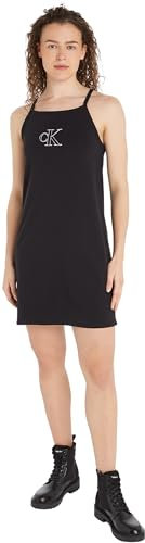 Calvin Klein Jeans Damen Kleid Tank Dress Kurz, Schwarz (Ck Black), S
