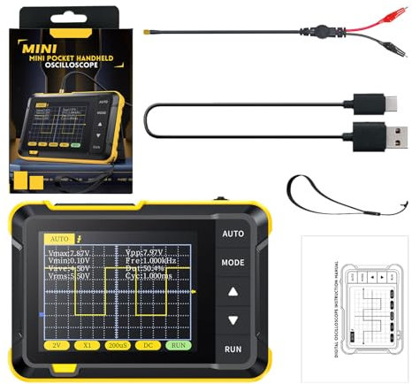 Portable Oscilloscope DSO152, 2.8 TFT Display Screen USB Handheld Oscilloscope Kit, 200KHz Bandwidth, 2.5MS/s High Sampling Rate, Full Trigger Function, Entry Level Oscilloscope for Beginner