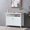 GIANTEX Küchenschrank Buffetschrank Küche, Küchenbuffet Sideboard mit offener Ablage & 2 Türen, Aufbewahrungsschrank Kommode Holz mit verstellbarem Regal, Staufschrank 114 x 51 x 91 cm weiß