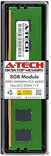 A-Tech 8GB DDR5 5600MHz PC5-44800 CL46 UDIMM 1.1V Non-ECC Unbuffered DIMM 288-Pin Desktop PC/Computer RAM Memory Upgrade Module