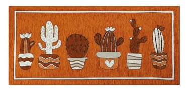 Tappeto Cucina In Ciniglia Passatoia Multiuso Ingresso Corridoio Antiscivolo Prodotto Italiano Disegni Piazzati Cotone Varie Misure Lavabile In Lavatrice - Cactus Ruggine - 57x85 cm