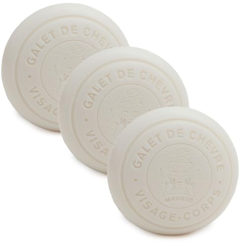 Label Provence - Kieselseife - Körper- und Gesichtsmaske - Hergestellt mit Bio-Eselsmilch - Ziegenmilchduft - 110 g - 3er-Set