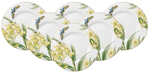 Villeroy & Boch Amazonia Anmut Frühstücksteller ø 22,5 cm, 6er Set, Premium Bone Porzellan, Bunt